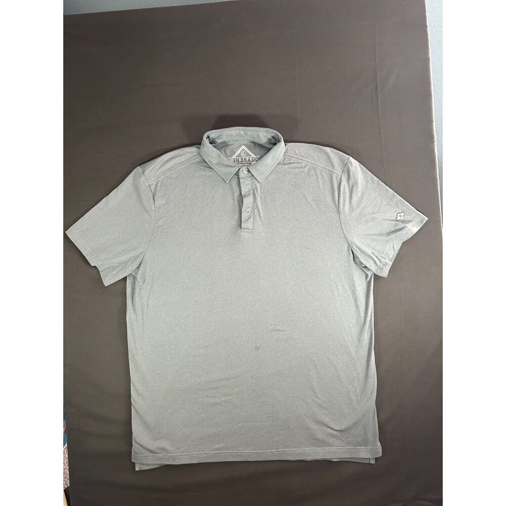 Burlebo Mens L Gray Performance Polo Short Sleeve Stretch Golf Outdoor Preppy